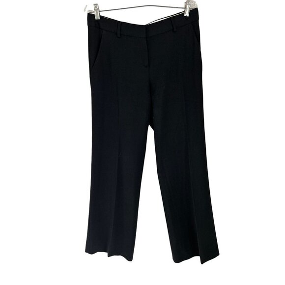 THEORY Wool Crepe Black Trousers Wide leg Pants Size 8 - Picture 6 of 11